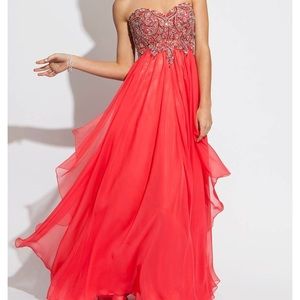 Jovani Chiffon Pink Strapless Gown